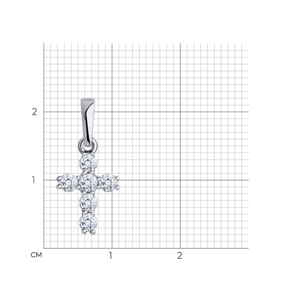 Купить Крест из белого золота с фианитами (41558)