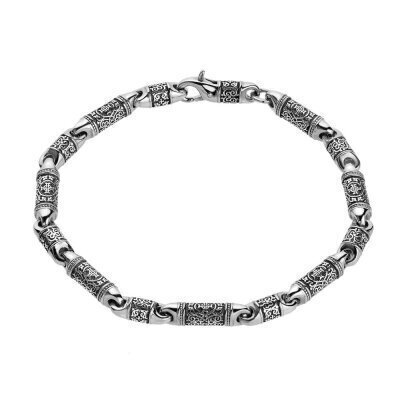 картинка Браслет литой из серебра "Господи Спаси и Сохрани" (12446) 