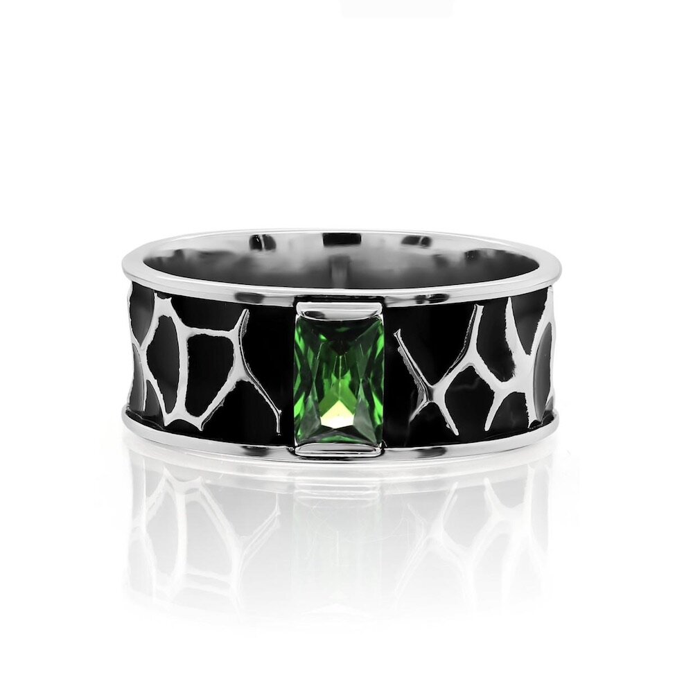 Купить Кольцо широкое из серебра с фианитом (32371)