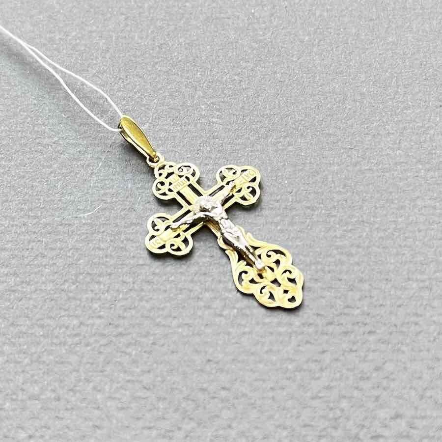 Купить Крест из желтого золота "Спаси и Сохрани" (41008)