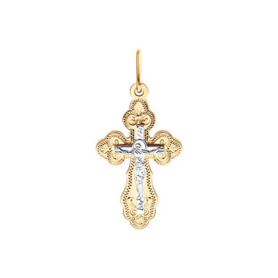 картинка Крест из красного золота "Спаси и Сохрани" (41570) 