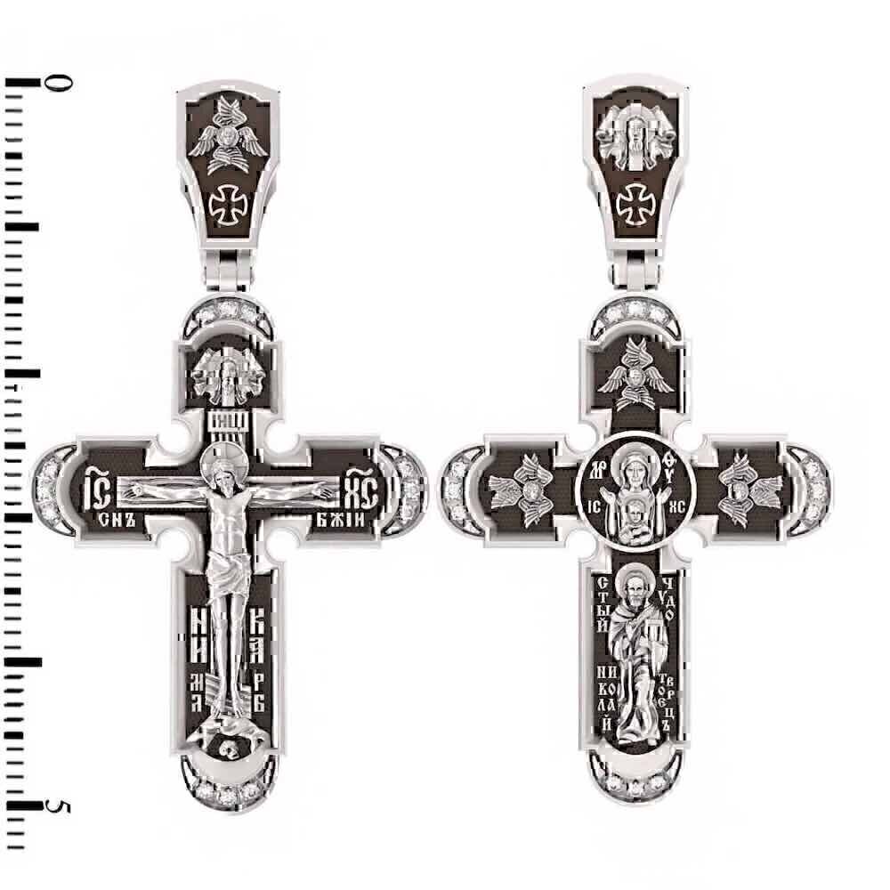Купить Крест из белого золота "Святой Николай Чудотворец" (22420)