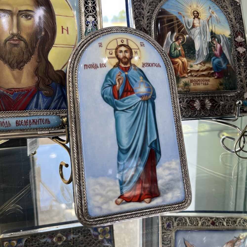 Купить Икона "Господь Вседержитель" эмаль финифть (20455)