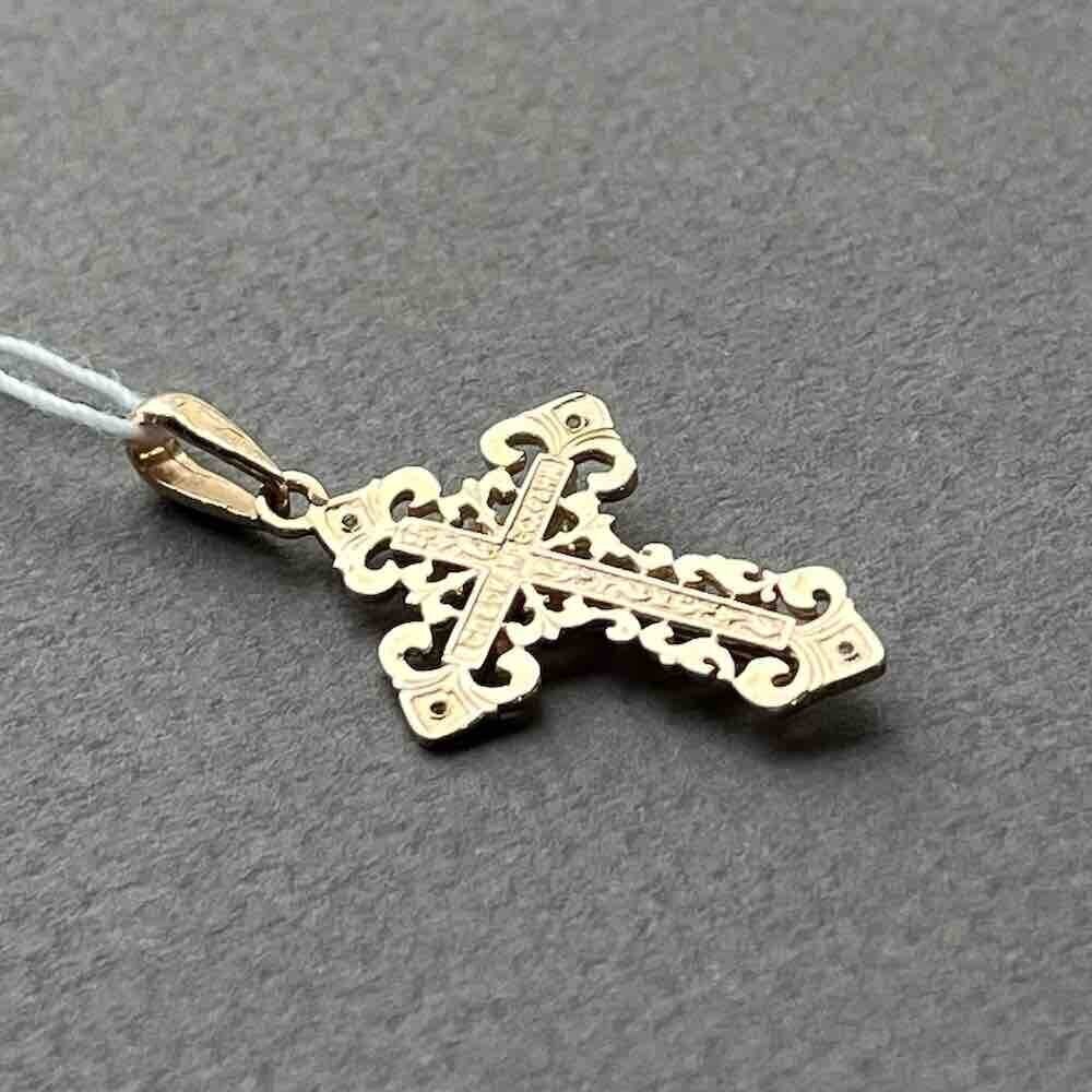 Купить Крест из красного золота "Спаси и Сохрани" с фианитами (41140)