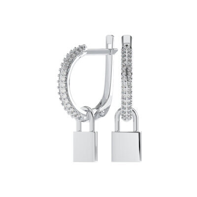 картинка Серьги из серебра "Замочки" с фианитами (72071) 