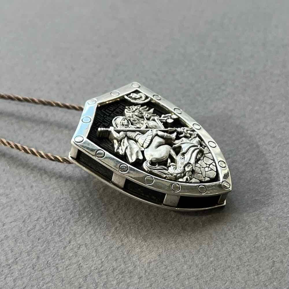 Купить Образ из белого золота "Святой Георгий Победоносец" (51004)