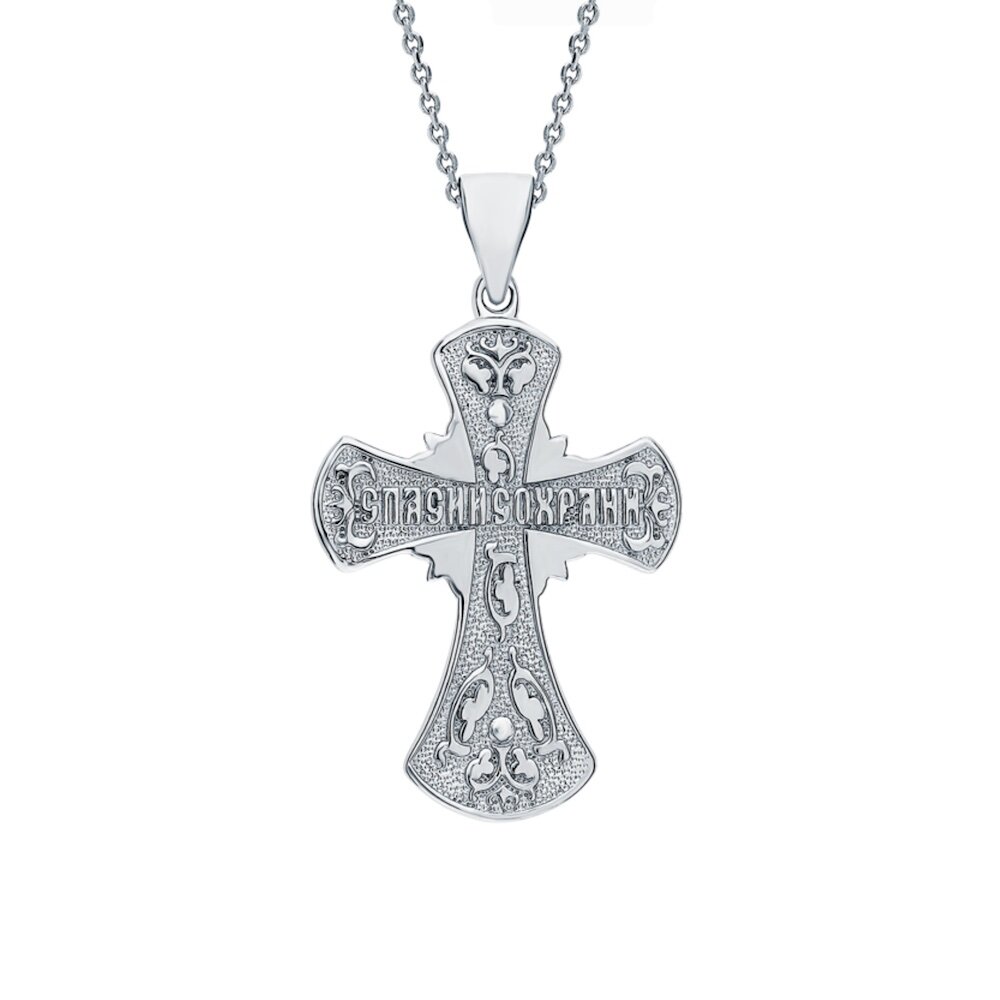 Купить Крест из серебра "Спаси и Сохрани" с эмалью (42770)