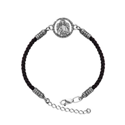 картинка Браслет из шнурка и серебра "Ангел Хранитель" (12271) 