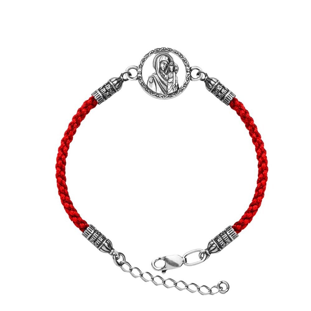 Купить Браслет из шнурка и серебра "Божия Матерь Казанская" (12430)