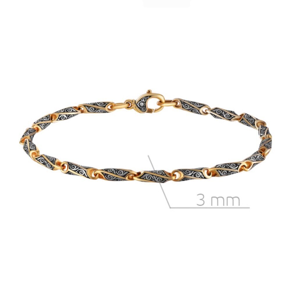 Купить Браслет литой из серебра с узорами на звенья (12385)