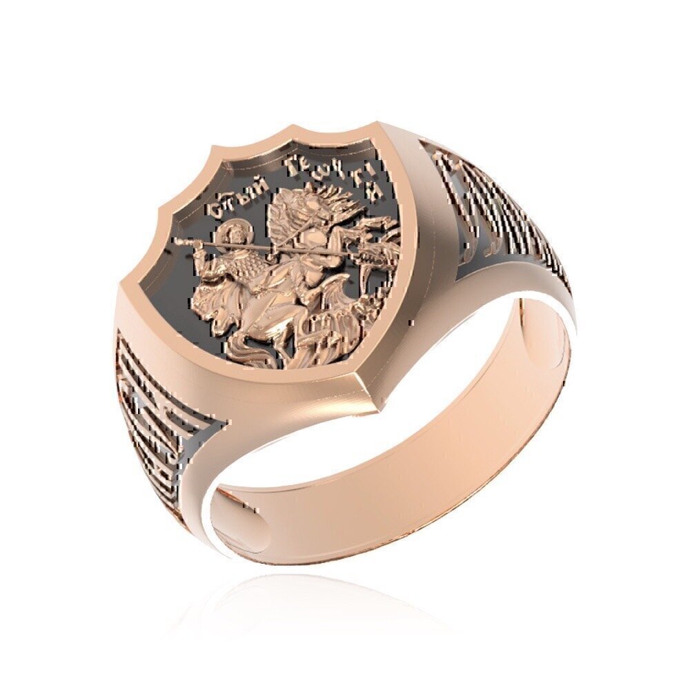 Купить Кольцо из красного золота "Святой Георгий Победоносец" (6068)