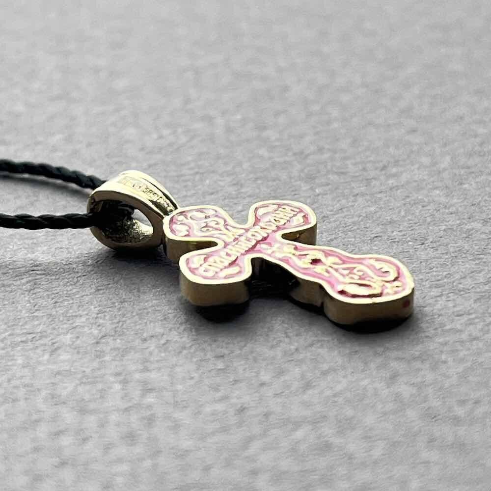 Купить Крест из желтого золота "Спаси и Сохрани" с эмалью (41499)