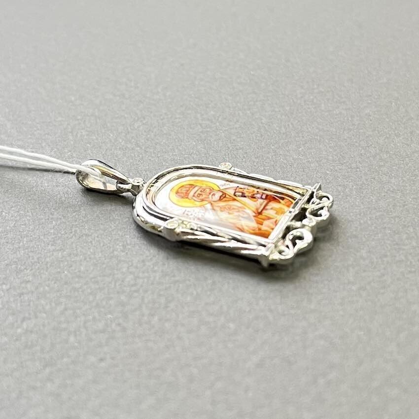 Купить Образ из белого золота "Святой Николай Чудотворец" с бриллиантами (51067)