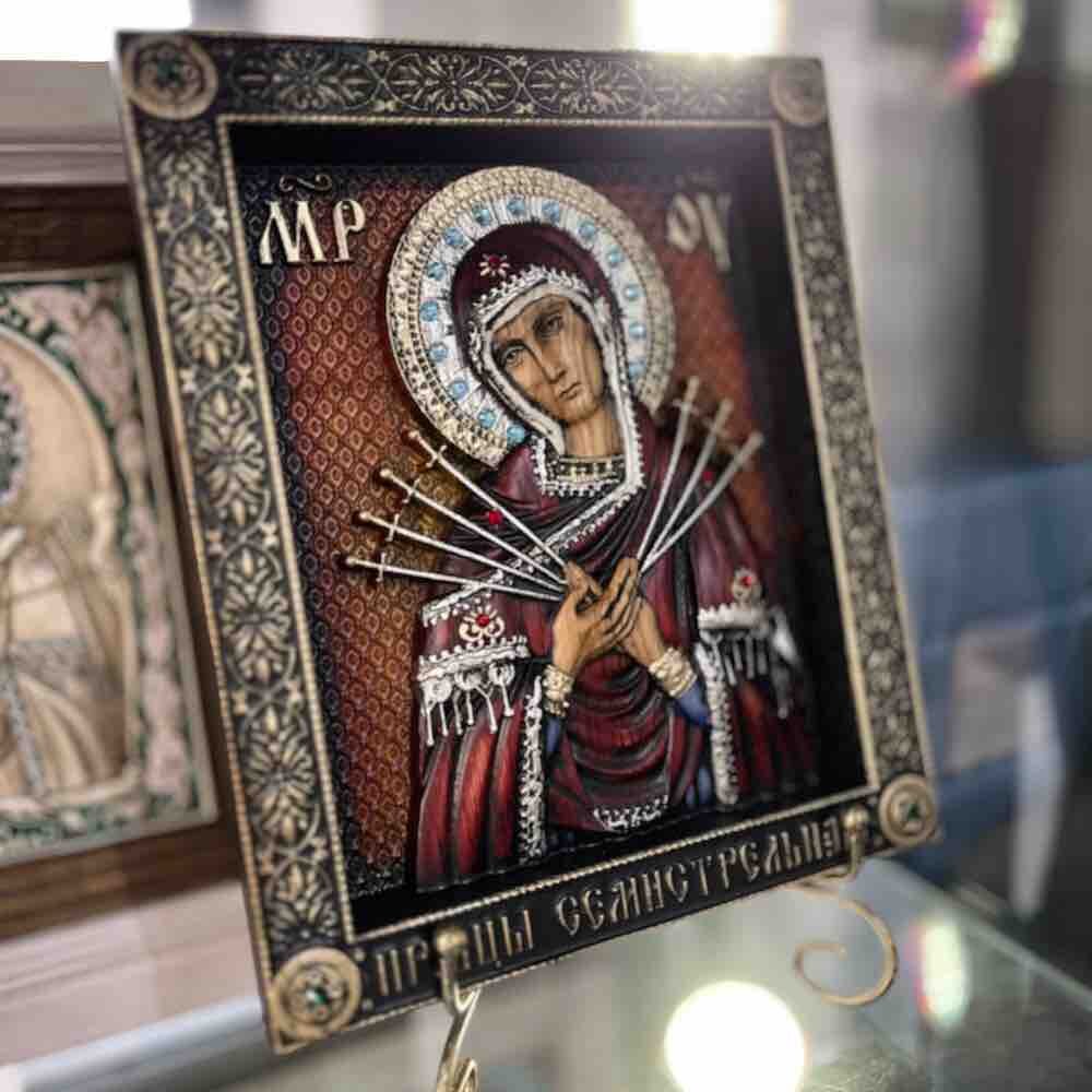 Купить Икона резная "Божия Матерь Семистрельная" (21016)