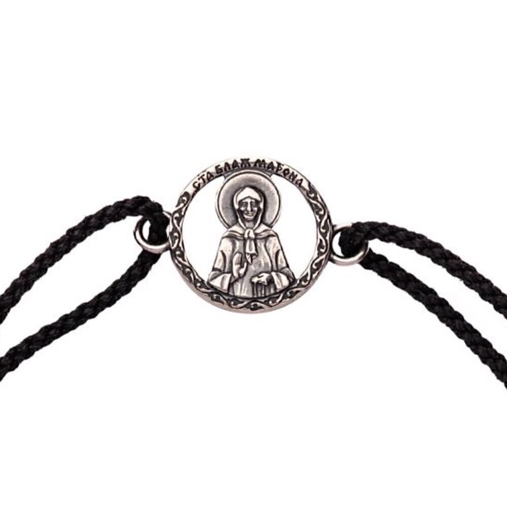 Купить Браслет из шнурка и серебра "Святая Матрона Московская" (12345)