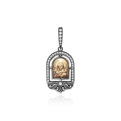 картинка Образ из серебра "Святая Ксения Петербуржская" с цирконом (52620) 
