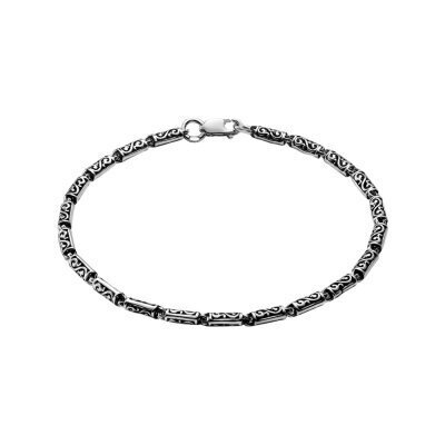 картинка Браслет литой из серебра с узорами на звенья (12227) 