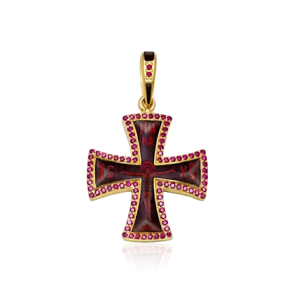 Купить Крест из красного золота с фианитами Swarovski (21245)
