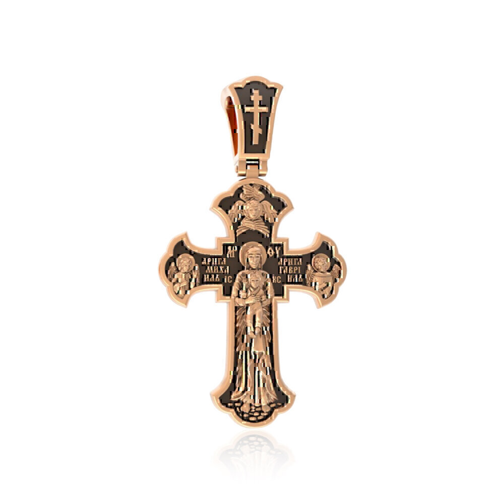 Купить Крест из красного золота "Божия Матерь Валаамская" (2242)