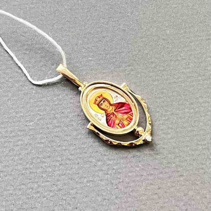 Купить Образ из красного золота "Святая Екатерина" с бриллиантом (51022)