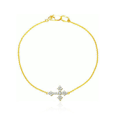 картинка Браслет из желтого золота "Крест" с бриллиантами (5023) 