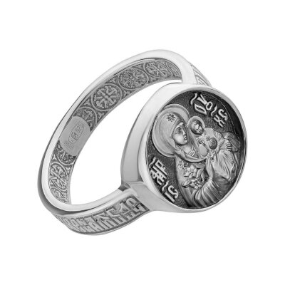 картинка Кольцо из серебра "Божия Матерь Неувядаемый цвет" (32357) 