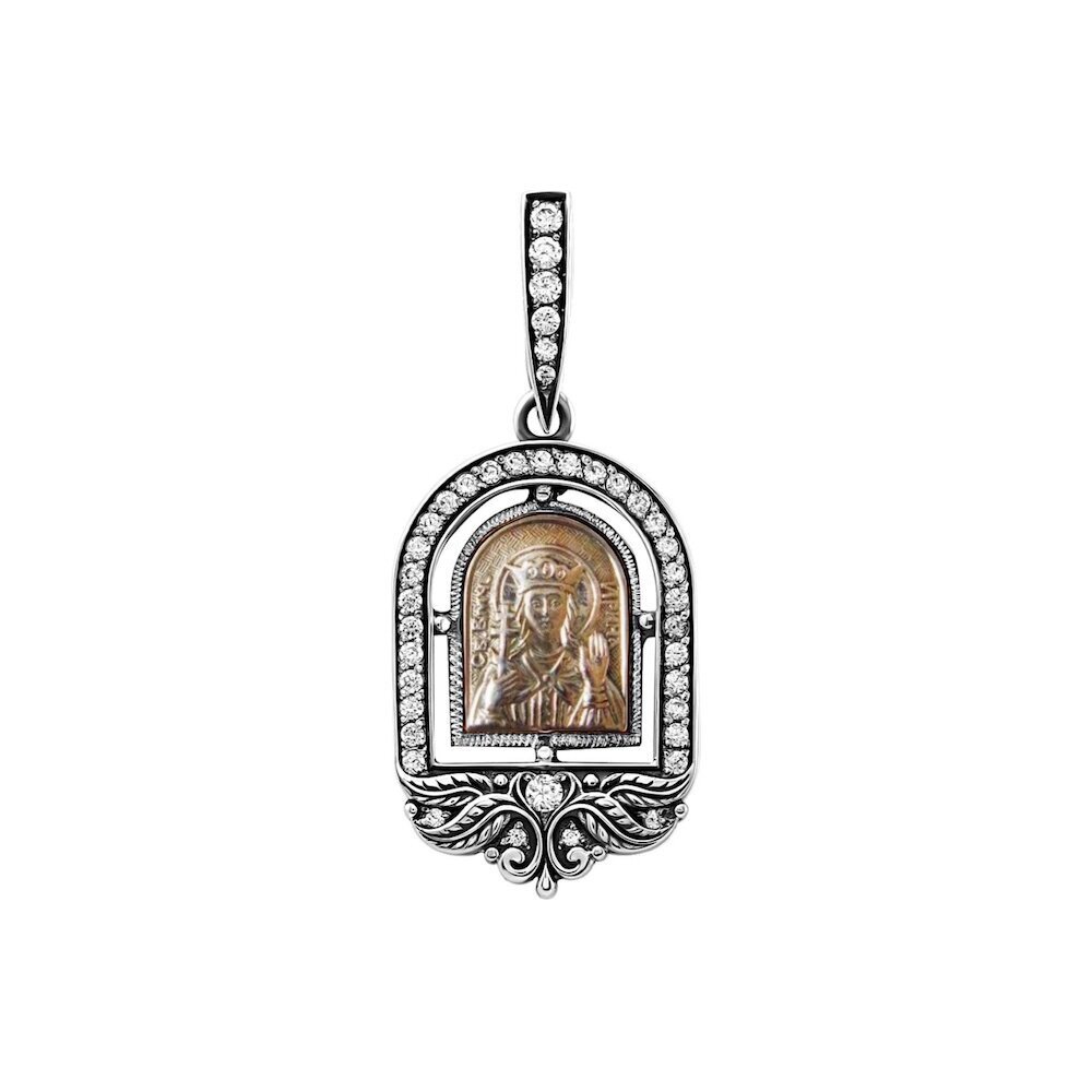 Купить Образ из серебра "Святая Ирина" с цирконом (52615)