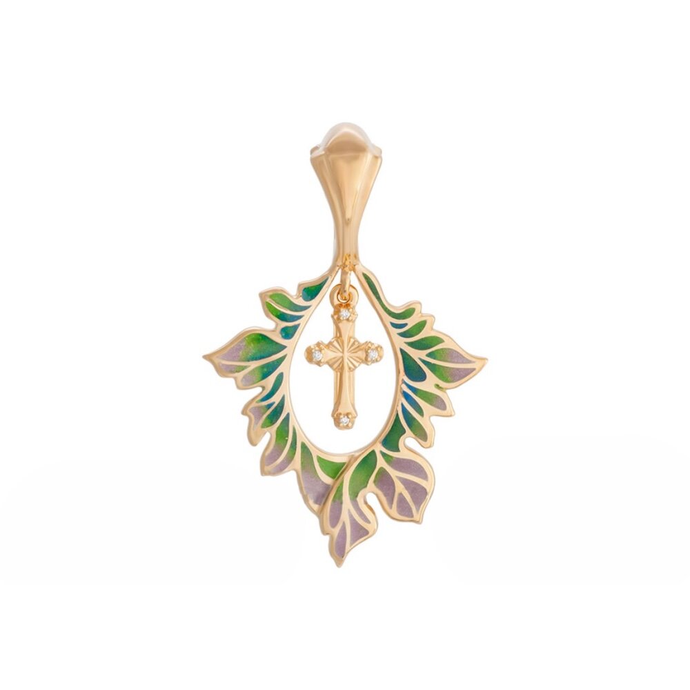 Купить Подвеска из серебра "Четырехконечный крест" с фианитами и эмалью (59280)