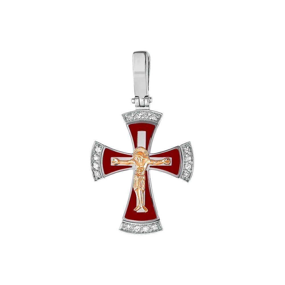 Купить Крест из серебра "Спаси и Сохрани" с бриллиантами (42538)