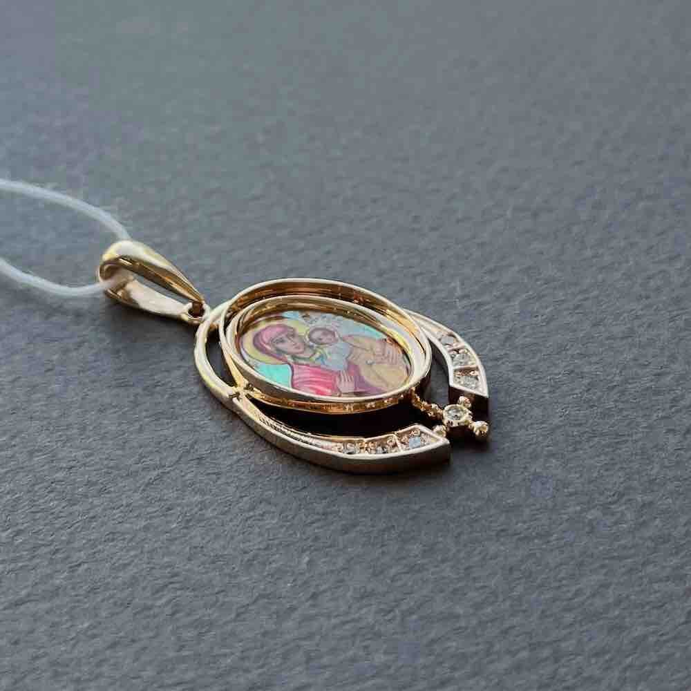 Купить Образ из красного золота "Божия Матерь Скоропослушница" с бриллиантами (51111)