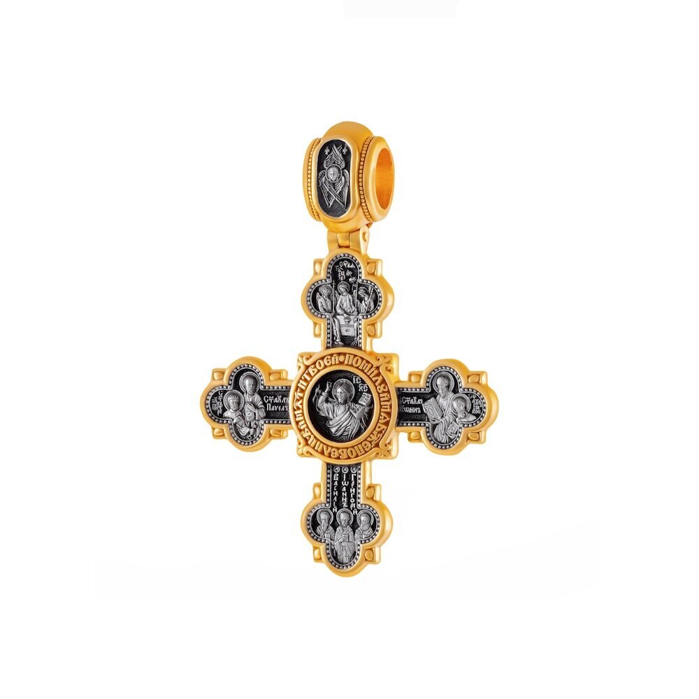 Купить Крест из серебра "Святые покровители" (42867)