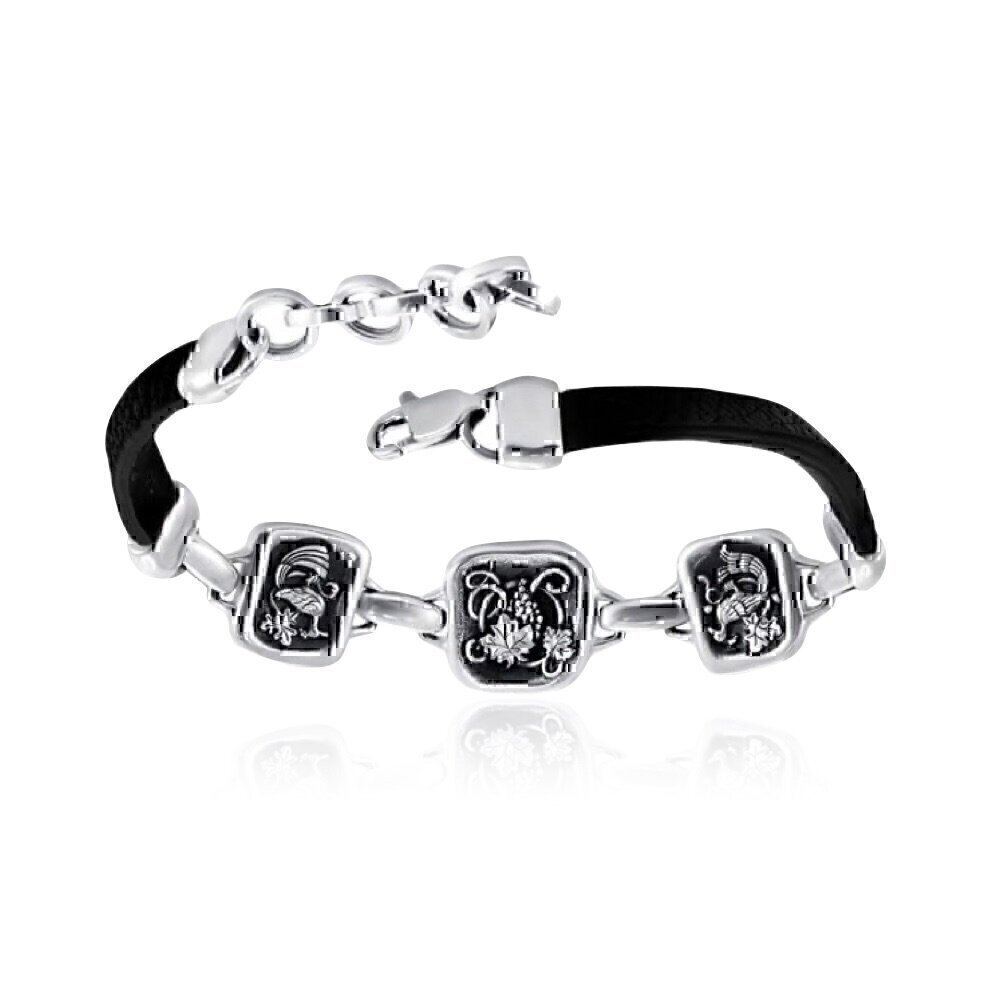 Купить Браслет из кожи и серебра "Святые Киприан и Иустина" (53642)