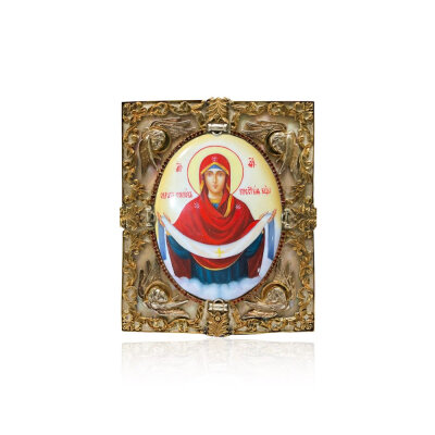 картинка Икона "Божия Матерь Покрова" эмаль финифть (20163) 