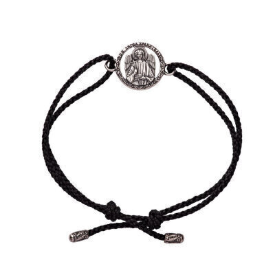 картинка Браслет из шнурка и серебра "Ангел Хранитель" (12267) 