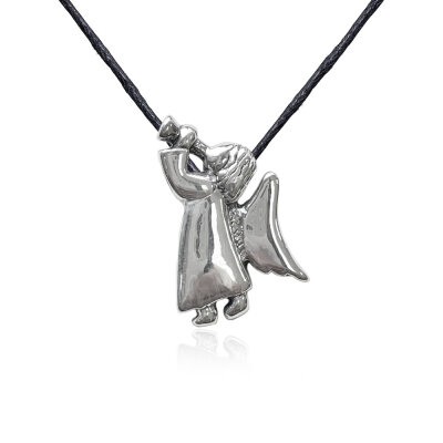картинка Кулон из серебра "Ангел Трубящий" на шнурке (52767) 