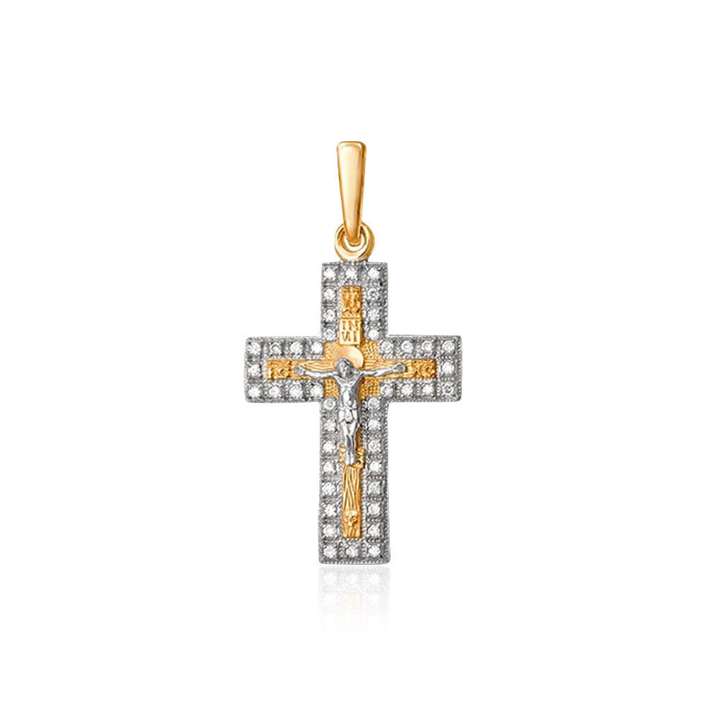 Купить Крест из красного золота с бриллиантами (20249)
