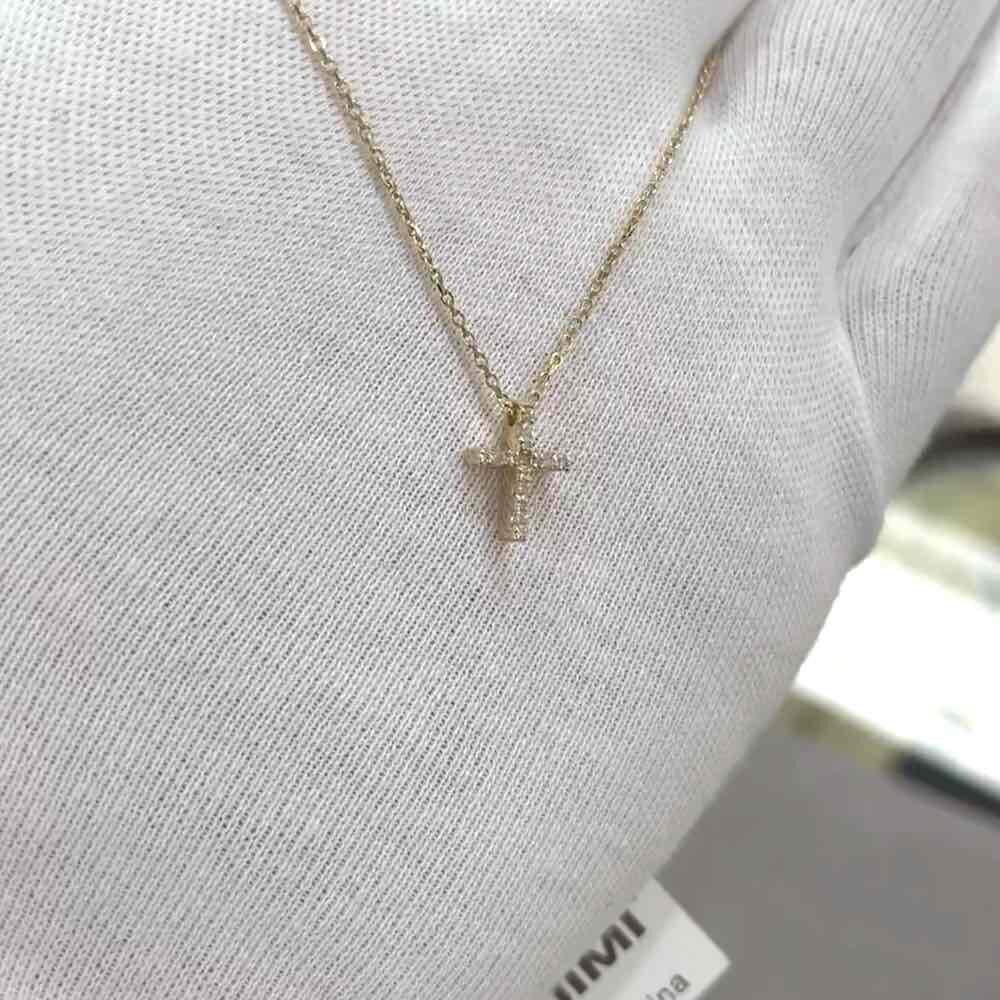 Купить Крест из желтого золота "Спаси и Сохрани" с бриллиантами на цепочке (41427)