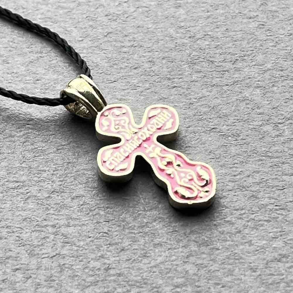 Купить Крест из желтого золота "Спаси и Сохрани" с эмалью (41499)