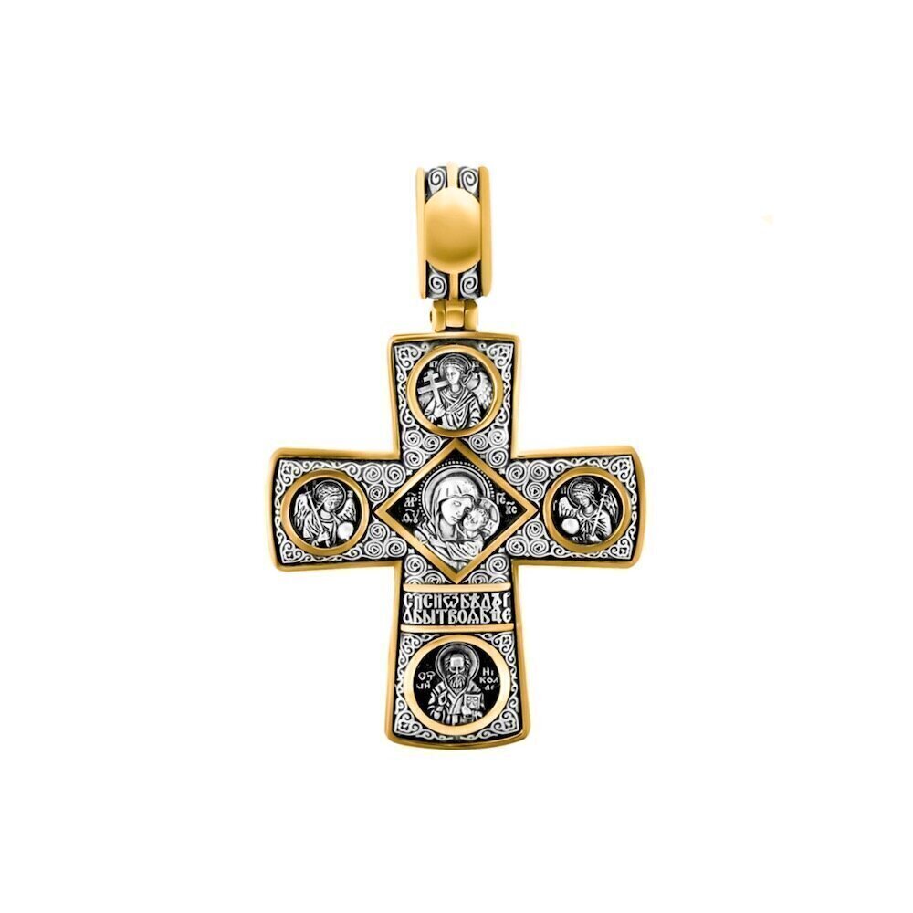 Купить Крест из серебра "Святые покровители" (42879)