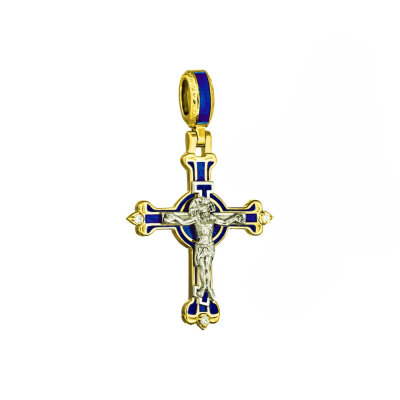 картинка Крест из серебра "Спаси и Сохрани" с фианитами (42796) 