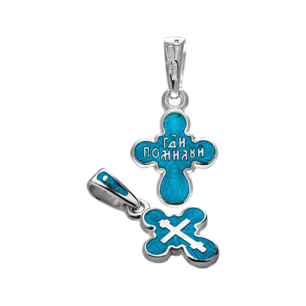 Купить Крест из серебра "Господи Помилуй" с эмалью (42369)