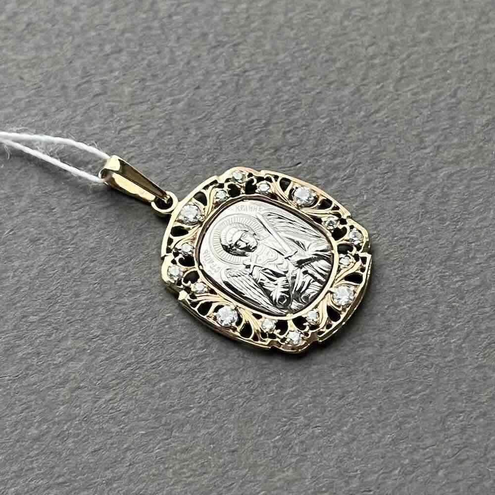 Купить Образ из красного золота "Ангел Хранитель" с цирконами (51037)