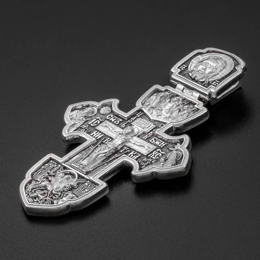 Купить Крест из серебра "Святые покровители" (42905)