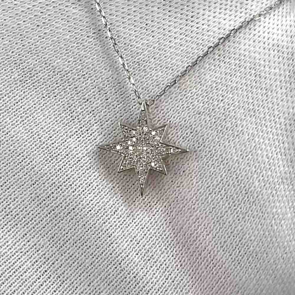 Купить Подвеска из белого золота "Вифлеемская звезда" с бриллиантами на цепочке (51074)