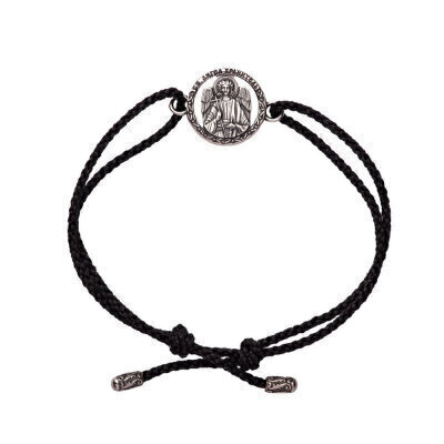 картинка Браслет из шнурка и серебра "Ангел Хранитель" (12266) 