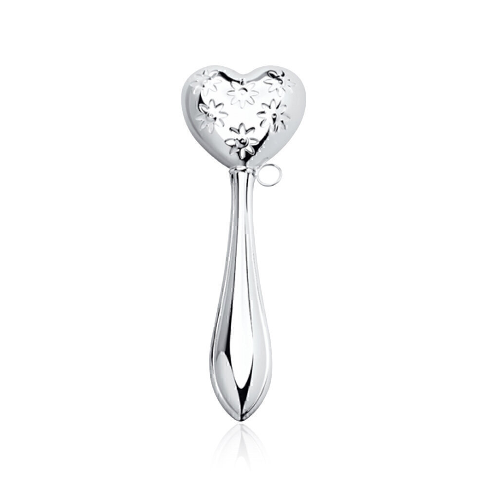 Купить Погремушка из серебра "Сердце с цветами" (8046)