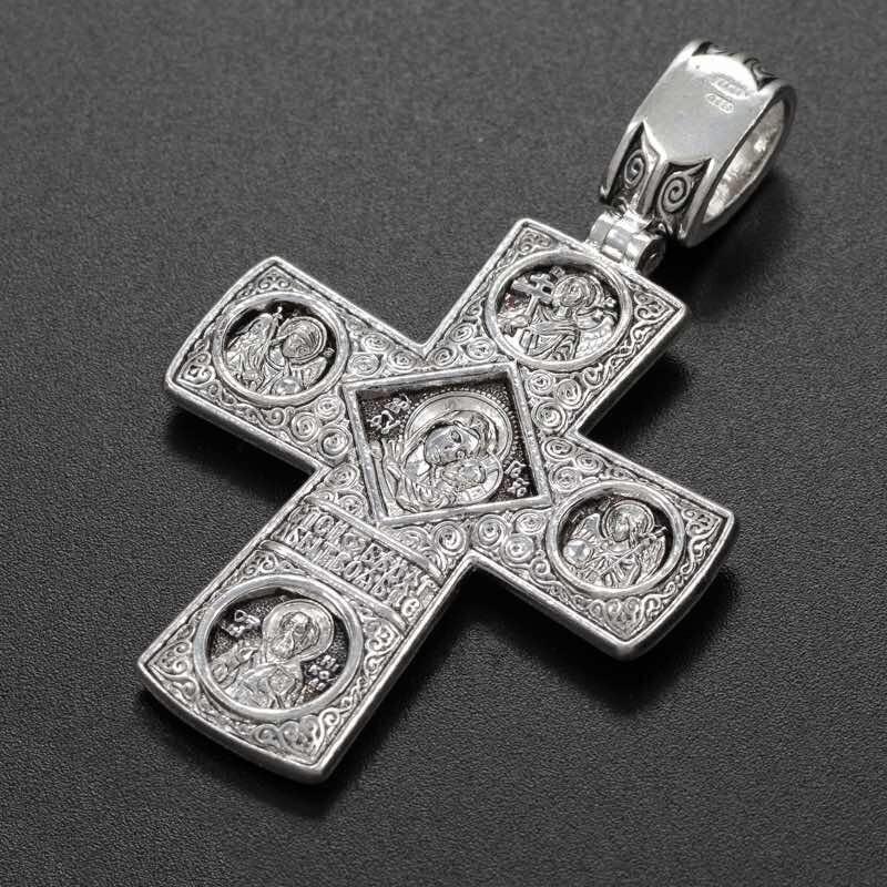 Купить Крест из серебра "Святые покровители" (42938) 