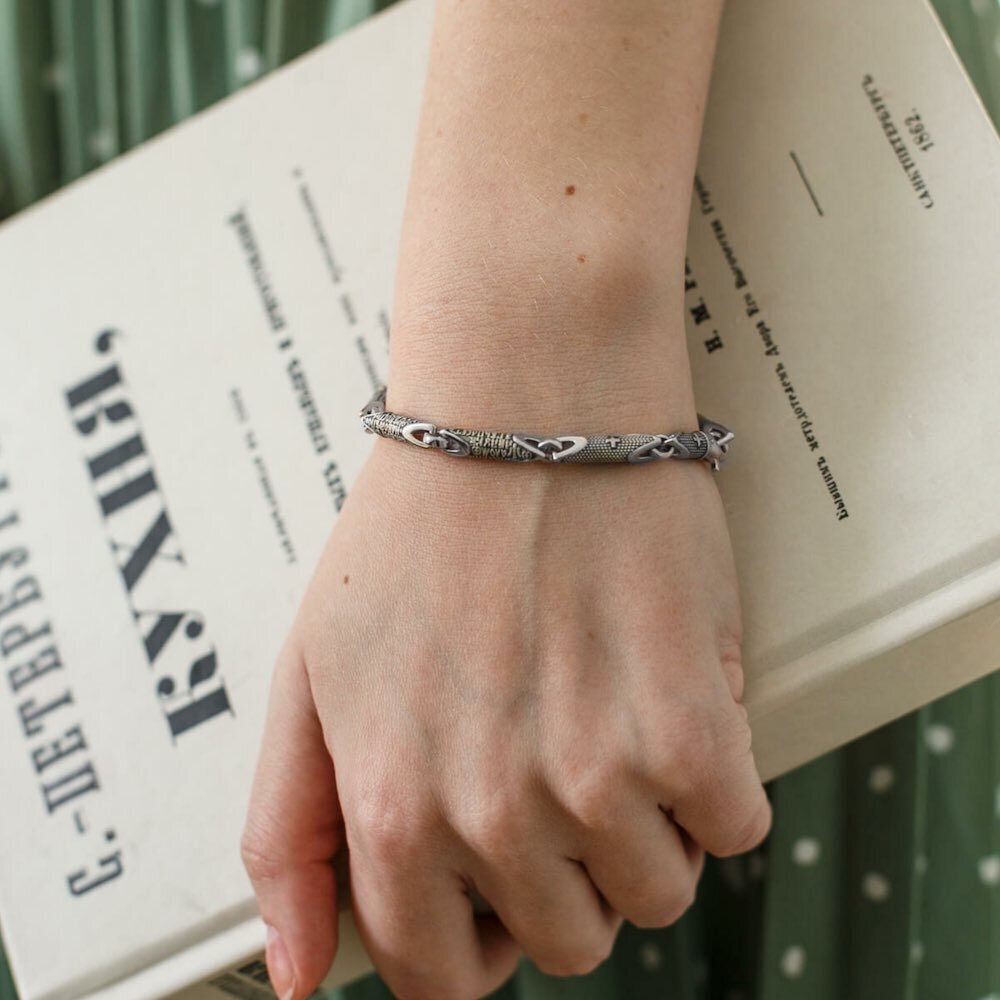 Купить Браслет литой из серебра "Псалом Давида" (12391)