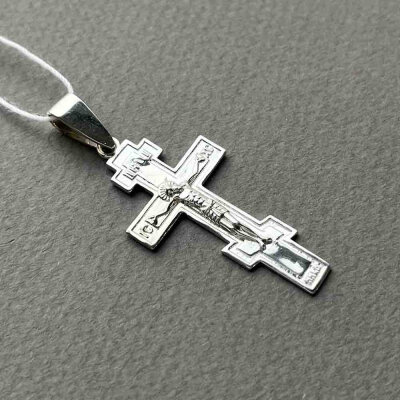 картинка Крест из белого золота "Спаси и Сохрани" (41442) 