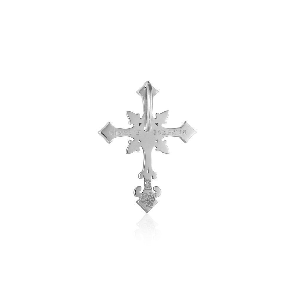 Купить Крест из белого золота "Спаси и Сохрани" с бриллиантами (41227)